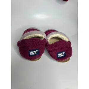 Lands End Sherpa Fleece Slippers Womens 6 Purple Pink Excellent Striped‎ Cozy thumbnail 4