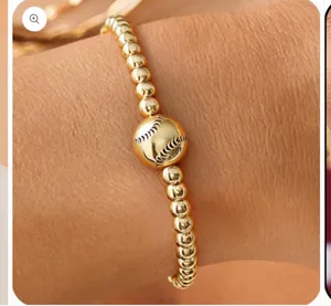 GAME DAY BASEBALL BALL CHAIN BRACELET Gold thumbnail 3