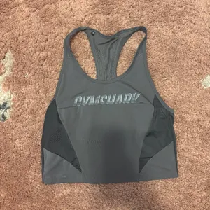 Gymshark Turbo Vest Crop Halter Top Womens Gray Black Performance Athletic READ thumbnail 3