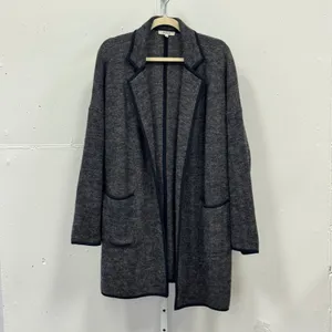 Madewell 100% Merino Wool Herringbone Sweater Coat Grey NB389 Women's Small thumbnail 2