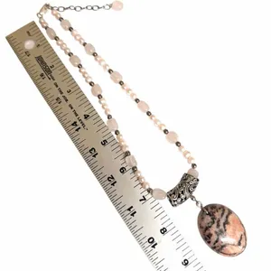 Sterling Silver Rhodonite Pendant Necklace w Freshwater Pearls thumbnail 9