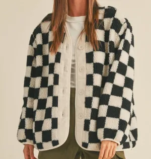 miou muse Black and White Checkered Jacket thumbnail 1
