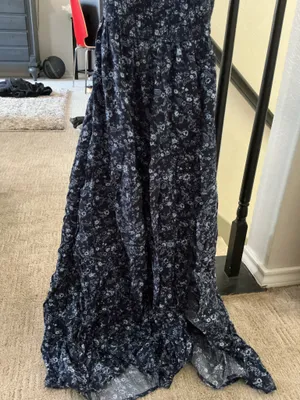 Navy dress with slit and open back Blue thumbnail 2