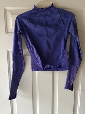 Free People Movement Spandex Perforated Purple Skim Top thumbnail 1