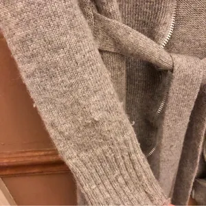 BCBGMaxAzria Wool Blend Open Front Tie Ruffle Zipper Cardigan‎ Grey Medium thumbnail 4