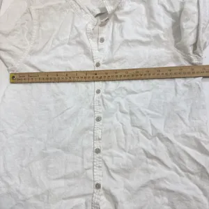 Orvis Linen White Beach Coastal Lagenlook Minimalist Blouse Size Medium thumbnail 3