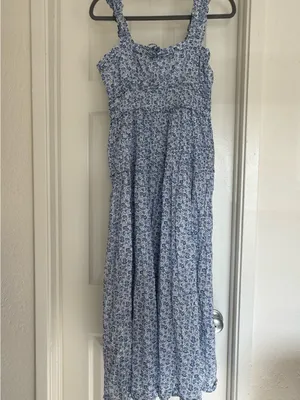 GAP x Doen Blue Floral Smocked Maxi Dress thumbnail 2