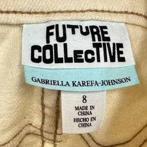 Future Collective Gabriella Karefa-Johnson Flare Jeans Cream High Rise Size 8 thumbnail 6
