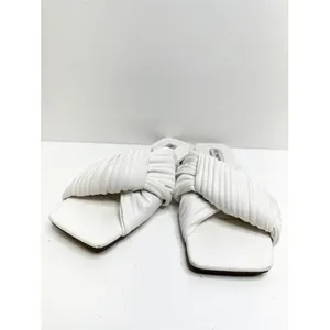 Steve Madden Mentor White Ruched Knotted Square Toe Flat Slide Sandals 8.5M thumbnail 6