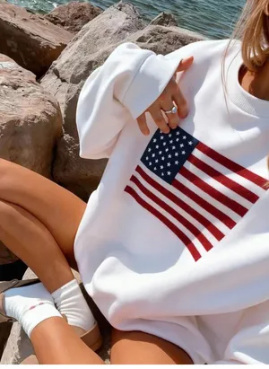 SheIn American Flag Sweatshirt thumbnail 3