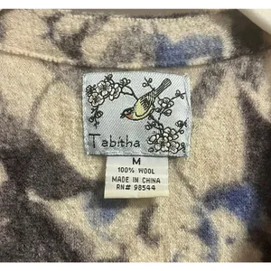 Anthropologie ‘Bud, Blossom and Blue Cardigan’ by Tabitha 100% Wool Women's sz M thumbnail 4
