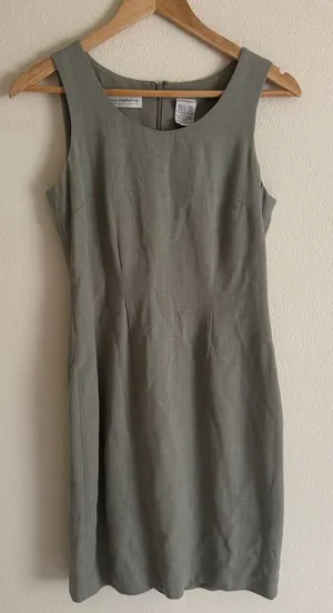 Vintage Sage Green Liz Claiborne Collection Structured Sheath Dress Sizw 2 thumbnail 1