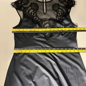 Vintage Sears Nightgown Women Medium Black Mesh Lace Satin Long Sleeveless Sheer thumbnail 13