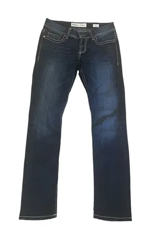 BKE‎ Dakota Straight Leg Jeans Dark Wash Blue Contrast Stitch Womens 28R thumbnail 1