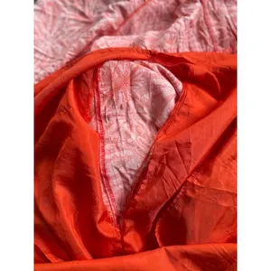Betsey Johnson Maxi Dress‎ Large Orange Palm Leaf Print Tropical Tiered Smocked thumbnail 9