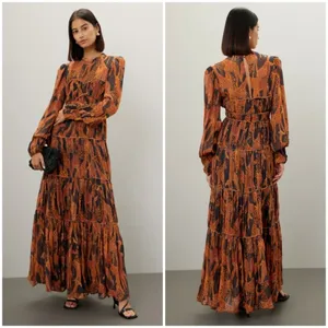 💕FARM RIO💕 Giraffes Black Puff Sleeve Maxi Dress ~ Giraffe Print Small S NWOT thumbnail 10