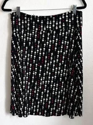Vintage Y2K Low Rise Black‎ Polka Dot Midi Skirt 90's 00's Fairycore Large thumbnail 1