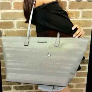 Kate Spade Silver and Gray Shimmery Tote thumbnail 2