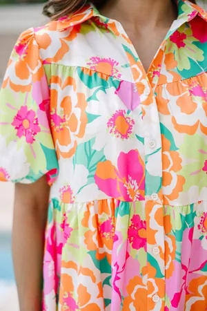 Flying Tomato Button-Down Tiered Collared Floral Print Dress thumbnail 4