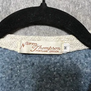 Vintage Norm Thompson Fleece Fill Zip Cardigan‎ Aztec Trim Pockets Cozy Blue M thumbnail 2