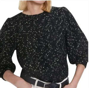 ZARA Metallic Thread Speckled Puffy Sleeve Knit Sweater thumbnail 2