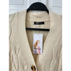 PrettyGarden Cable Knit Cardigan M Preppy‎ Classic Minimalist Academia Soft NEW thumbnail 2