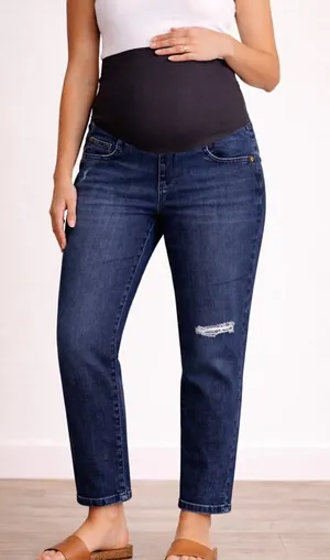 Sonoma Dark Blue Maternity Ankle Jeans with Belly Panel thumbnail 1