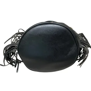 BCBG Paris‎ fringe bucket bag black vegan drawstring shoulder convertible NEW thumbnail 6