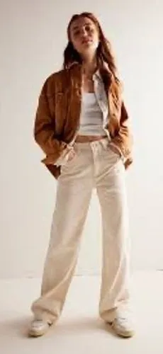 Free People We The Free Tinsley‎ Baggy Mid Rise Straight Leg Jeans Cream 33 NWOT thumbnail 1