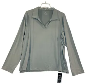 Women’s Long Sleeve Golf Polo 2XL Gray V-Neck Sport Top Jack Smith NEW thumbnail 1