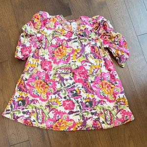 MISA Los Angeles Pink Floral Ikat Puff Sleeve Mini Dress - Medium - C11-610 thumbnail 2