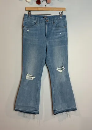 Express High Rise Cropped Flare Ultra Hyper Stretch jeans thumbnail 1