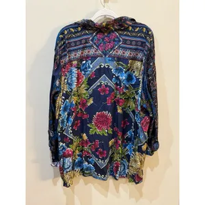 New John‎ Mark Floral Women's Plus Size 3X Roll Tab Sleeve Silky Top Artsy Boho thumbnail 7