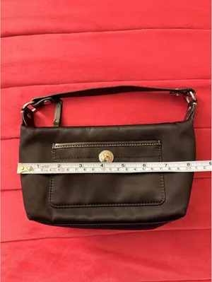 Coach Hamptons Black Satin Nylon Mini Baguette Shoulder Bag thumbnail 5