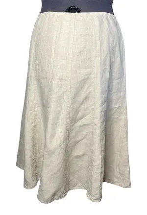 Vintage Charter Club Oatmeal Beige 100% Linen Paneled A Line Midi Skirt Coastal thumbnail 1