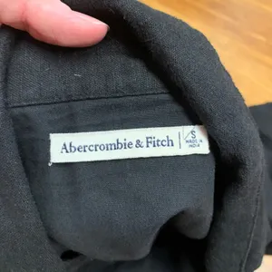 Abercrombie & Fitch Black Linen Blend Wrap Dress Collared Short Sleeve Cutout‎ S thumbnail 4