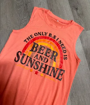 Beer and sunshine tank top Orange thumbnail 2