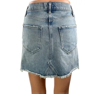 Agolde Women's Blue High Waisted Raw Hem Cut Off Mini Denim Jean Skirt Size S thumbnail 3