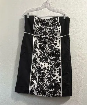 New York and Company Dress 18 Black White Floral Strapless NYC cocktail dress thumbnail 1