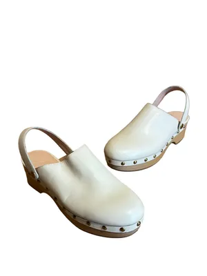 J. Crew Beige Leather Grommet Studded Convertible Clog Shoes Style Baa188 (8.5) thumbnail 3