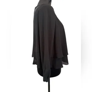 ZARA BASIC Black Tiered Layered Long‎ Sleeve Blouse XS thumbnail 5