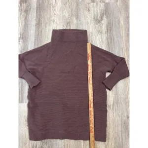 Free People Ottoman Slouchy Tunic Sweater Plum Brown Mock Neck Ribbed Size Small thumbnail 5