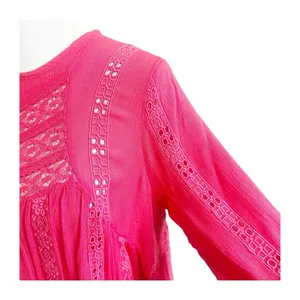 Free People Coral Pink Kiss Kiss Tunic Top Dress Shirt Small Sweetest Dream thumbnail 5