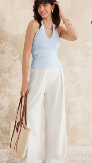 OGL Smoky Light Blue Halter Neck Banded Hem Bra Tank Top Womens Size S New thumbnail 1