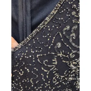 Pisarro Nights Navy Beaded V-neck Cocktail Dress Size 8 $238 MSRP thumbnail 5
