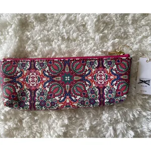 Anthropologie Paisley Print Pouch Purse NEW Cosmetic Bag Pencil Case Pinks Blues thumbnail 10