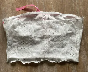 Mary had a little lamb ribbon eyelet lettuce edge crop top XS NEW thumbnail 3