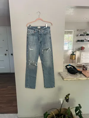 Citizens of humanity Eva light wash straight leg mid rise distressed jeans 25 thumbnail 4