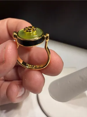 NEW Tory Burch Kira semiprecious mother of pearl Rotational Reversible Ring sz 6 thumbnail 4