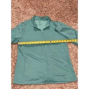 Nike Dri-FIT Women Full Zip Athletic Jacket Teal Green Mock Neck Large thumbnail 4